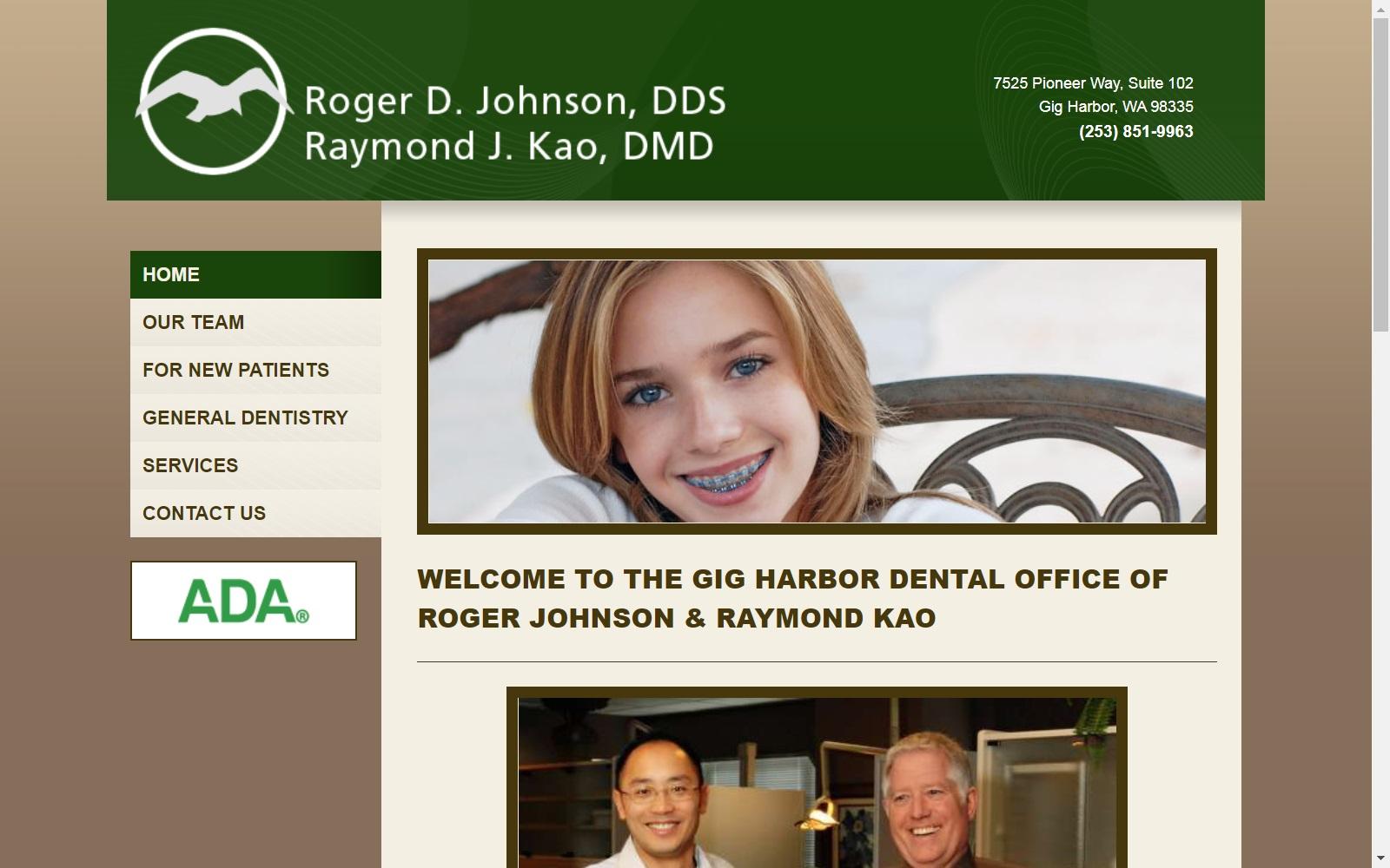 Roger D. Johnson DDS & Raymond J. Kao DMD screenshot