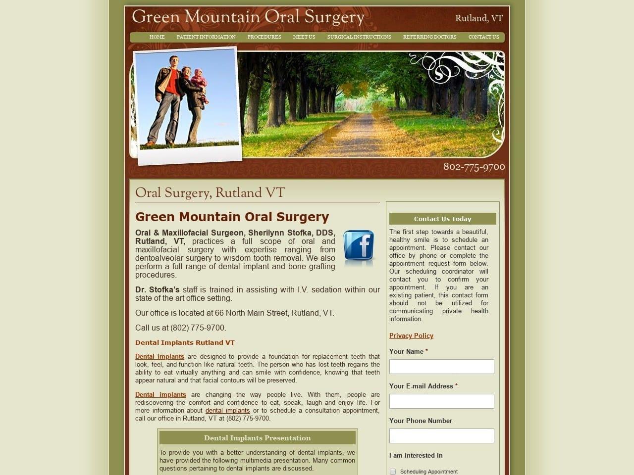 Green Mountain Oral Surgery Stofka Sherilynn DDS screenshot