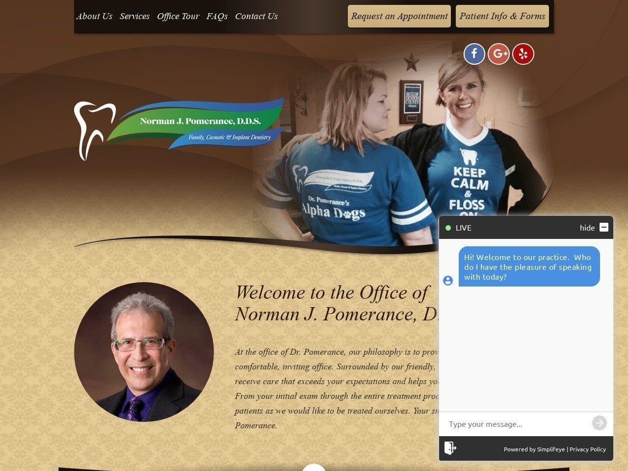 Norman J Pomerance DDS screenshot