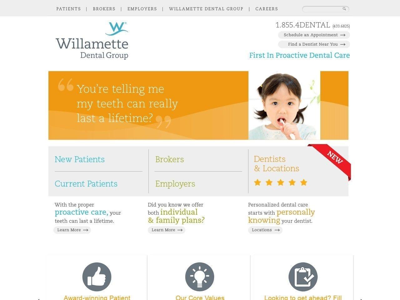 Willamette Dental Group screenshot