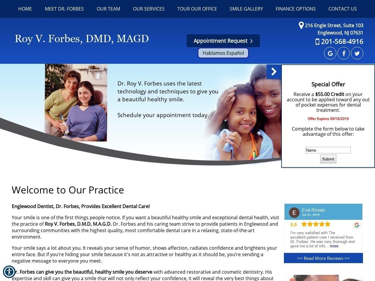 Roy V Forbes, DMD, MAGD, FICOI