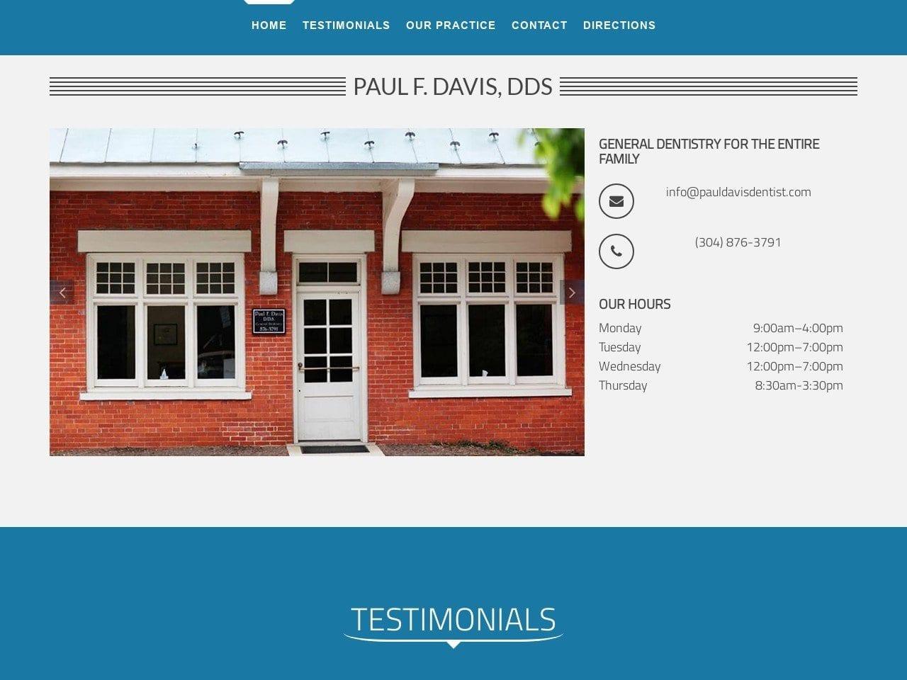 Paul F. Davis DDS screenshot