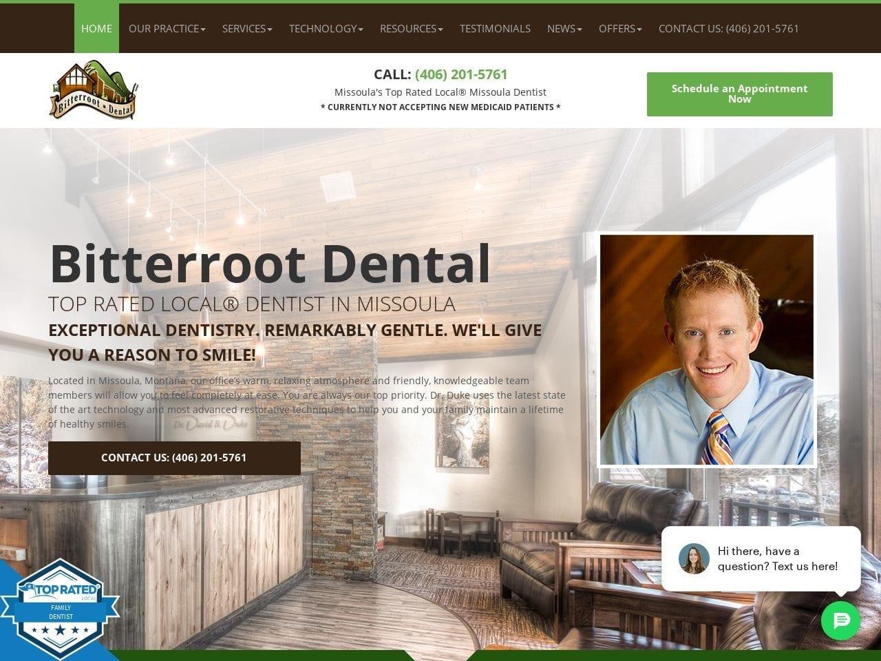 Bitterroot Dental Dr. David B. Duke DMD FICOI screenshot