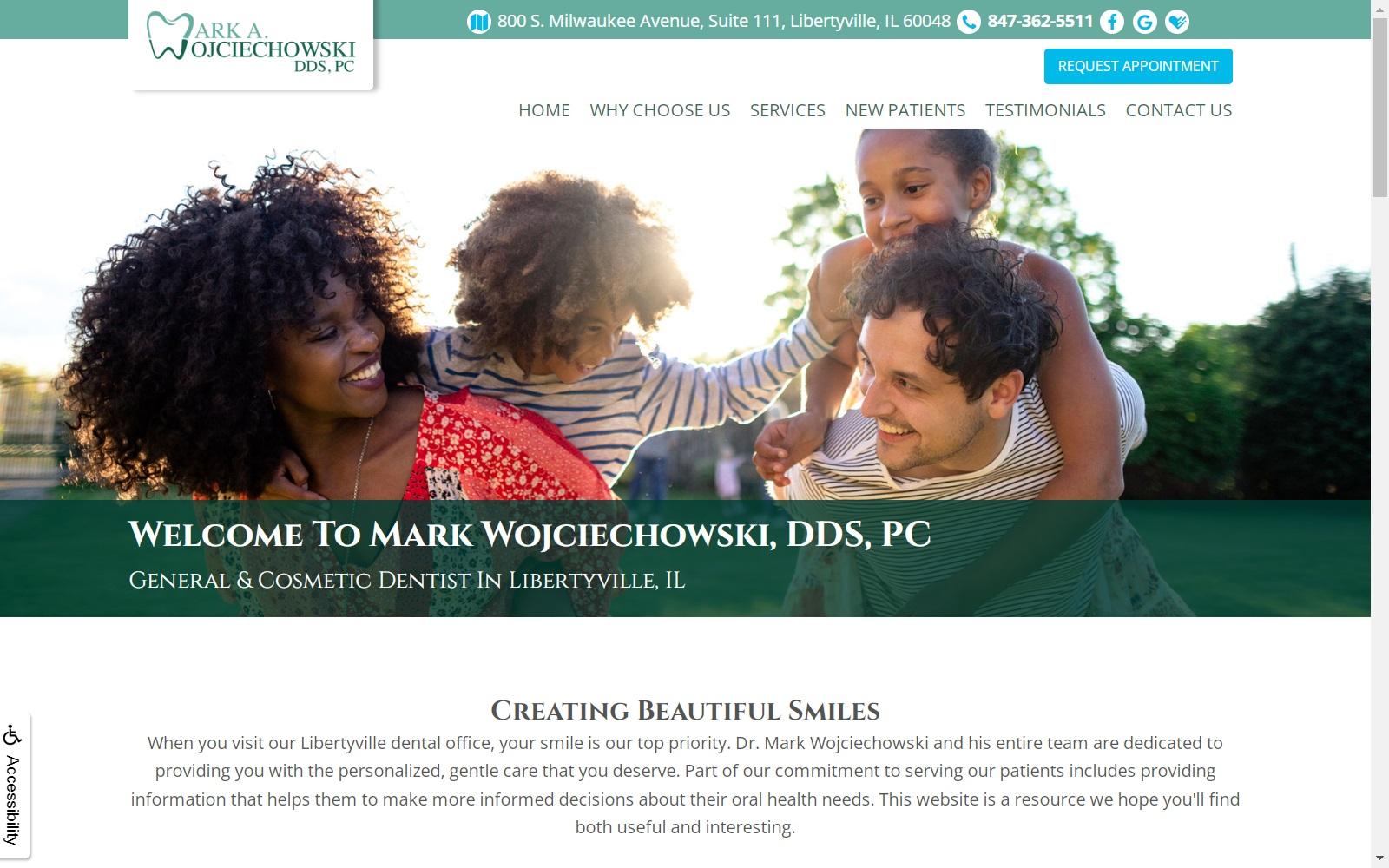 Mark A. Wojciechowski D.D.S. P.C. screenshot
