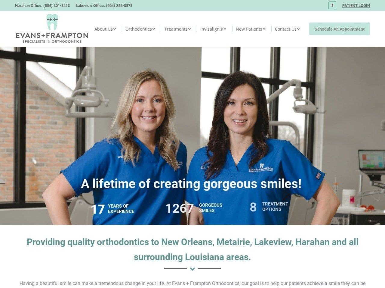 Evans + Frampton Orthodontics screenshot