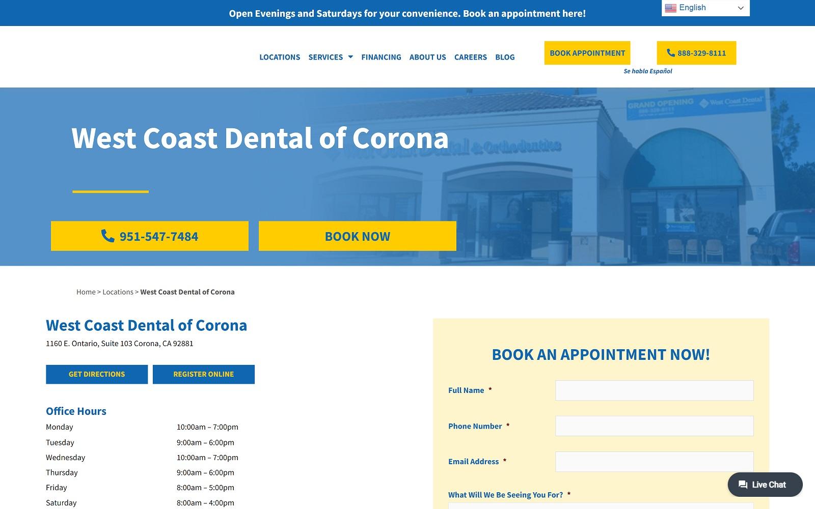 West Coast Dental of Corona screenshot