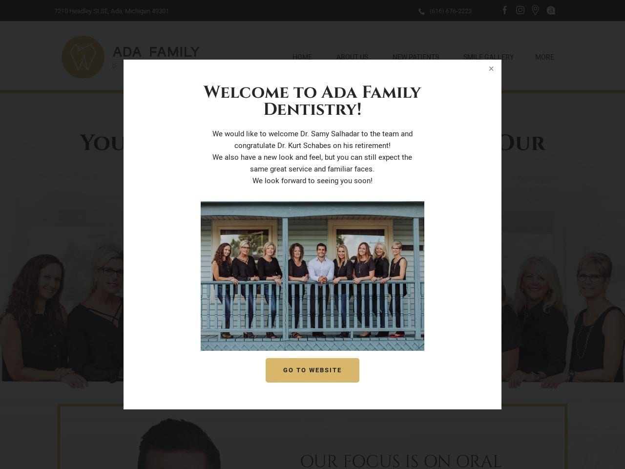 Ada Family Dentistry PLC Kurt E Schabes DDS PLC Website Screenshot from adafamilydentistry.com