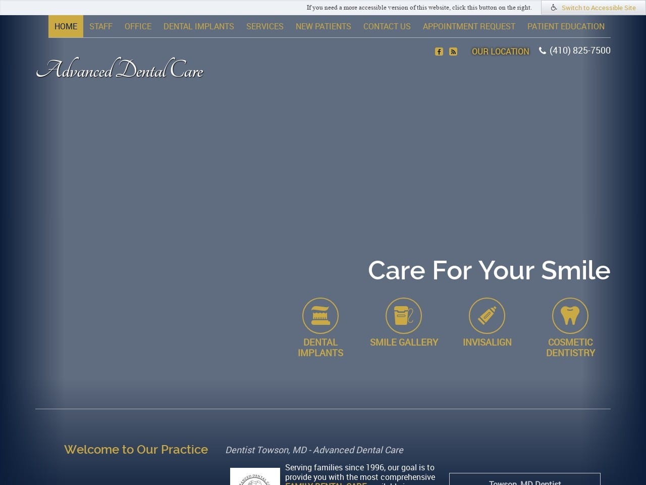 Advanced Dental Careoftowson Website Screenshot from advanceddentalcareoftowson.com