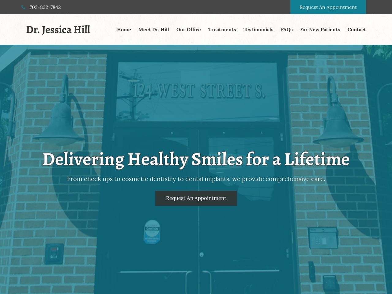 Dr. Jessica L. Hill DMD Website Screenshot from alexandriafamilydental.com