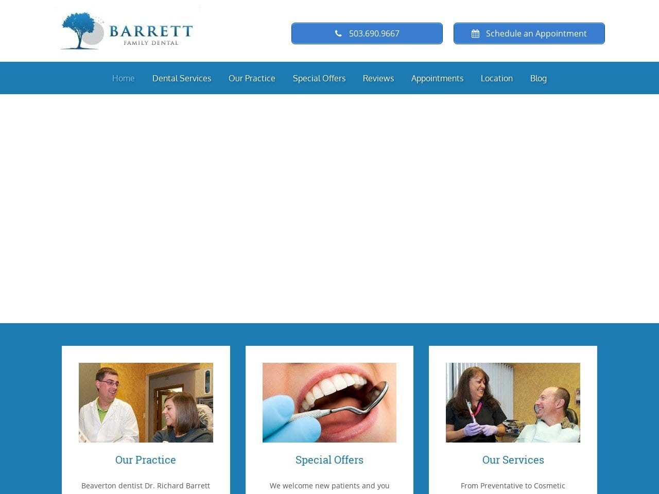 Barrett Family Dental Website Screenshot from barrettfamilydental.com