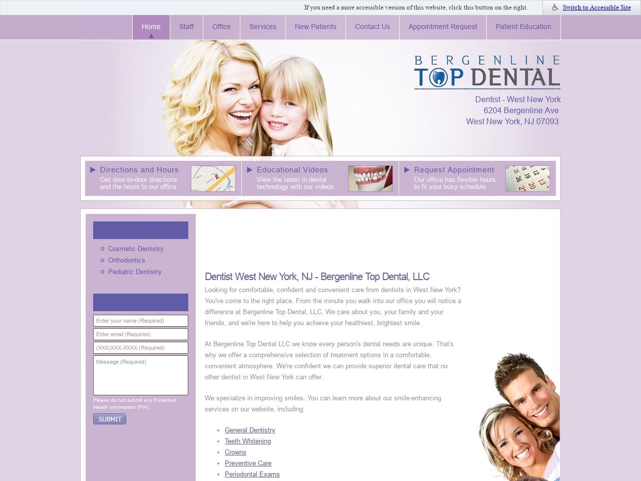 Bergenline Family Dental Website Screenshot from bergenlinefamilydental.com