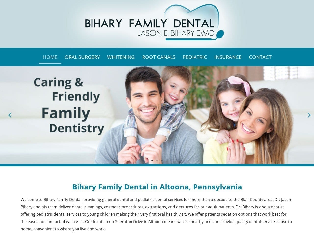 Bihary Family Dental Website Screenshot from biharyfamilydental.com