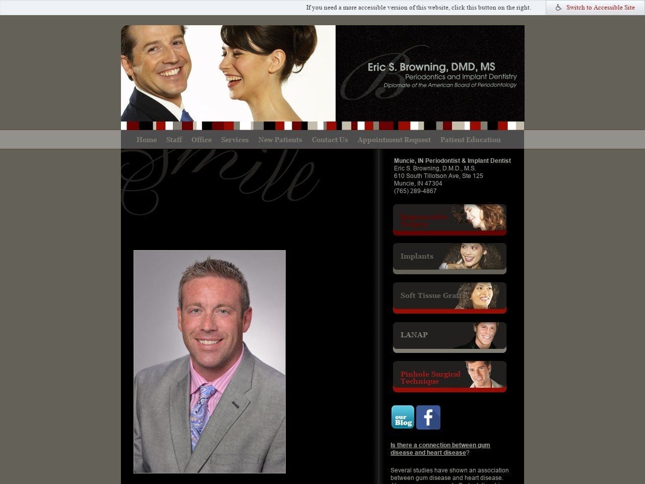 Eric S. Browning DMD MS PSC Website Screenshot from browningperiodontics.com