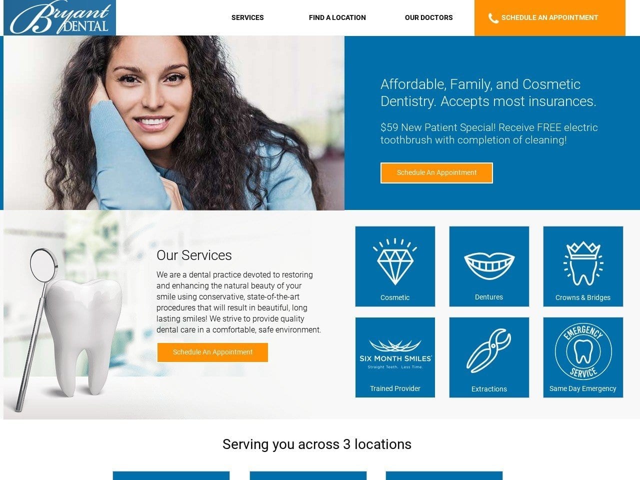 Bryant Dental Madison Website Screenshot from bryantdental.com