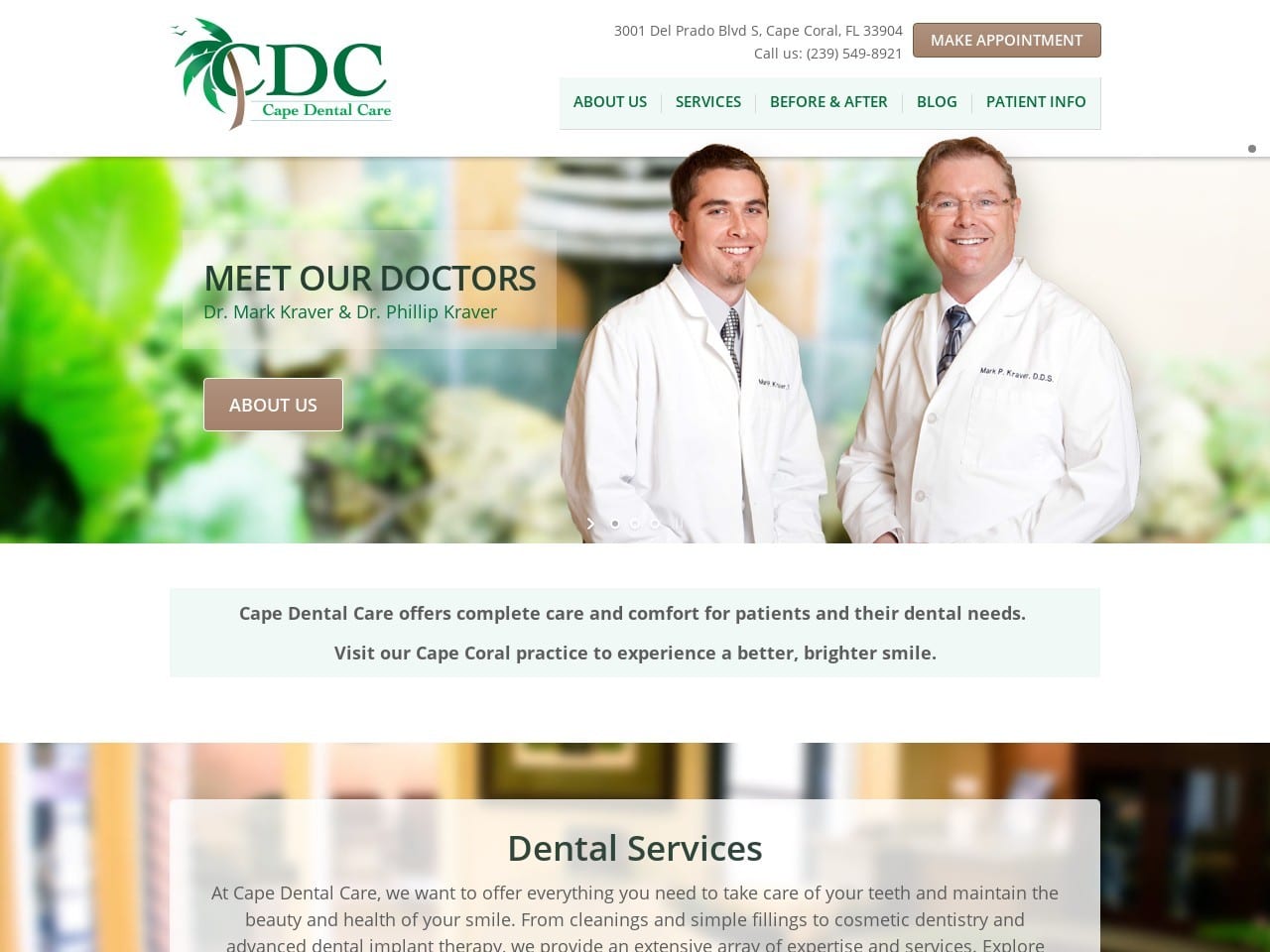 Cape Dental Website Screenshot from capedental.com