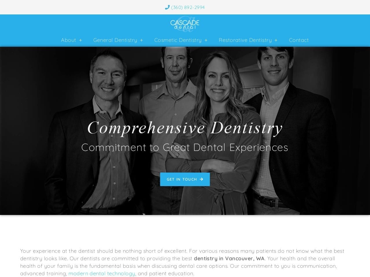 Cascade Dental Group Website Screenshot from cascadedental.com