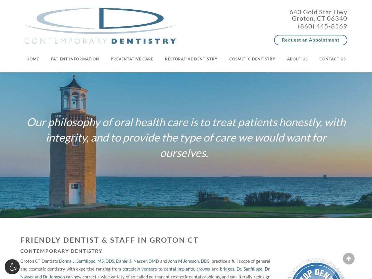 Contemporary Dentistry Goebel Mildred DDS Website Screenshot from contemporarydentistryct.com