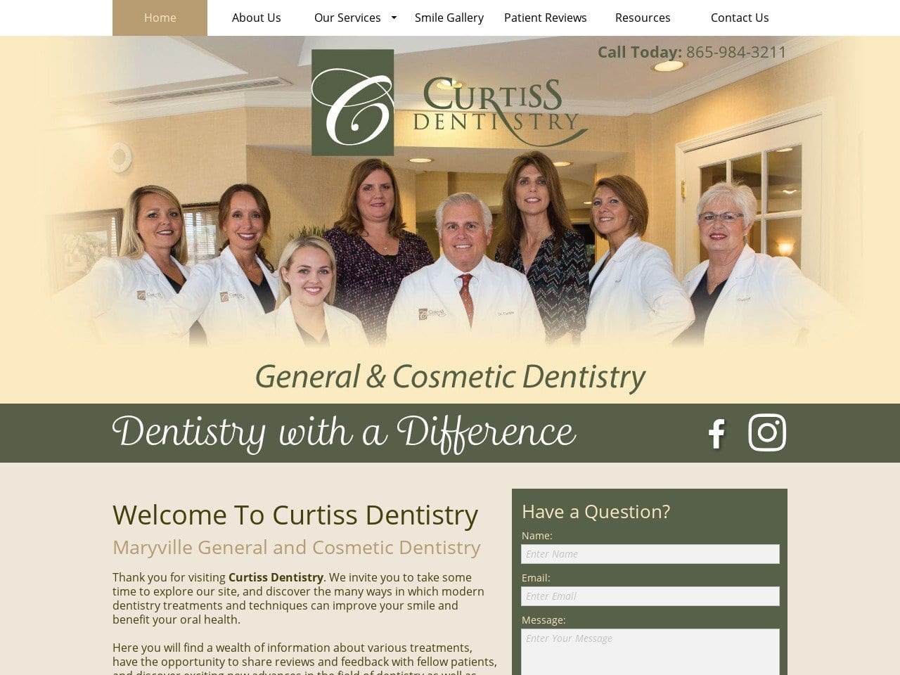 Curtiss Dentistry Website Screenshot from curtissdentistry.com