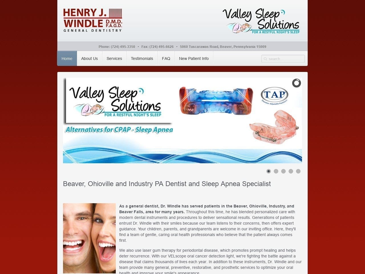 Henry J. Windle DMD Website Screenshot from drhenrywindle.com