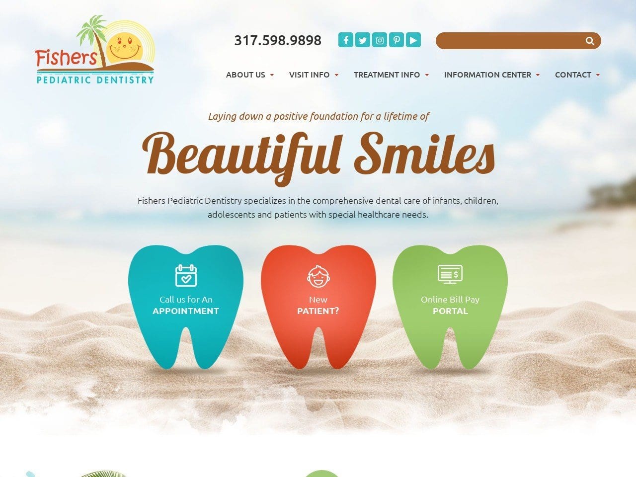 Fishers Pediatric Dentist Website Screenshot from fisherspediatric.com