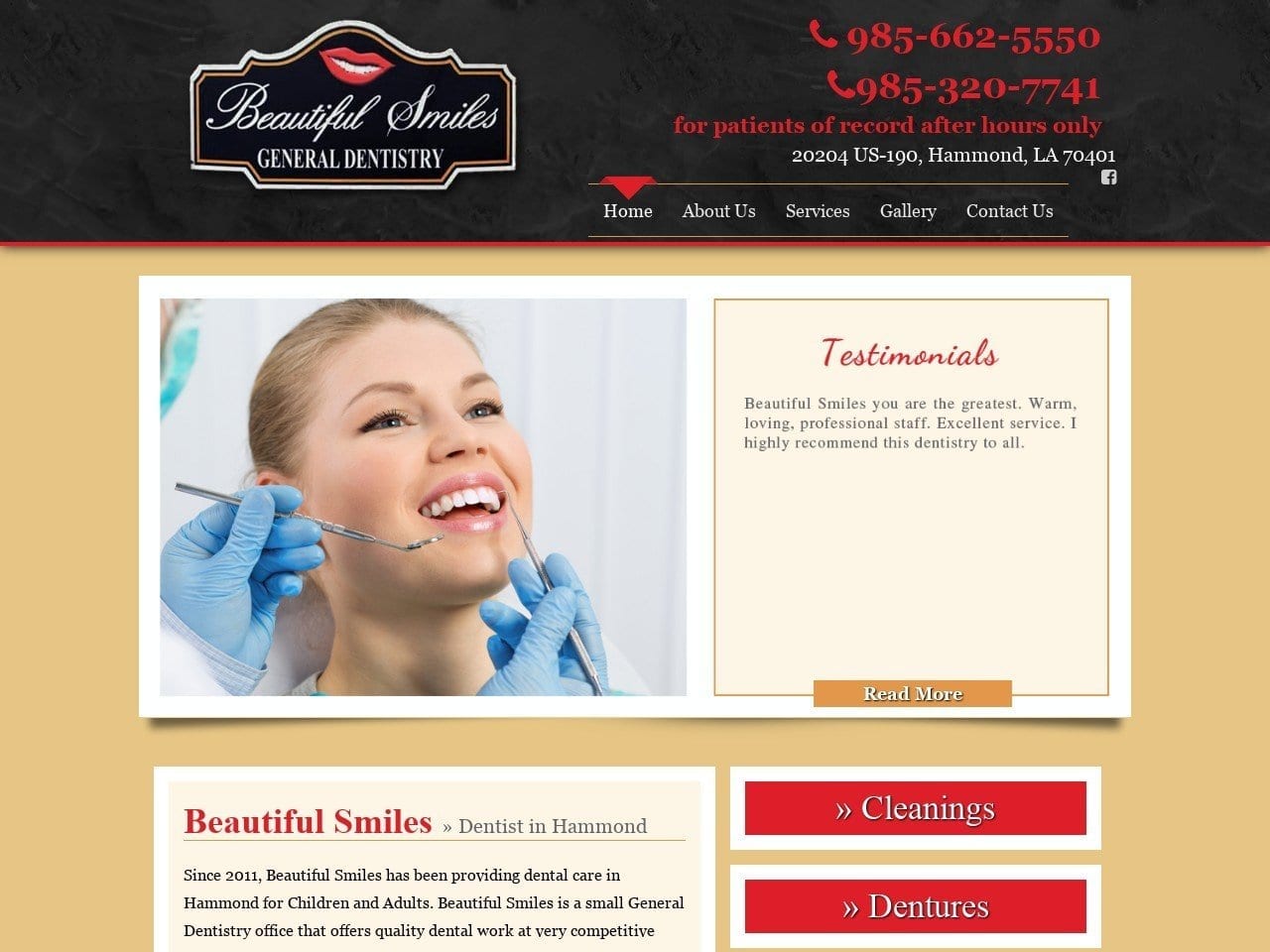 Hammondbeautiful Smiles Website Screenshot from hammondbeautifulsmiles.com