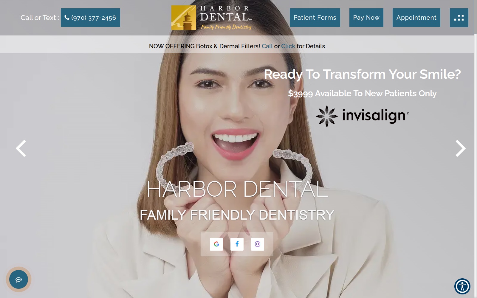 harbordentalclinic.com screenshot