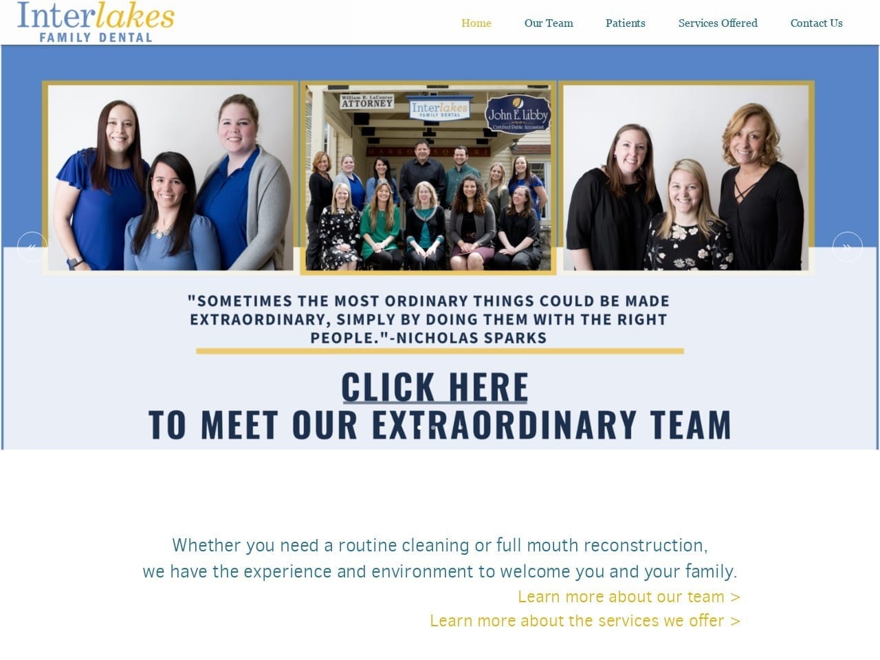 Interlakes Family Dental Center Website Screenshot from interlakesdental.com