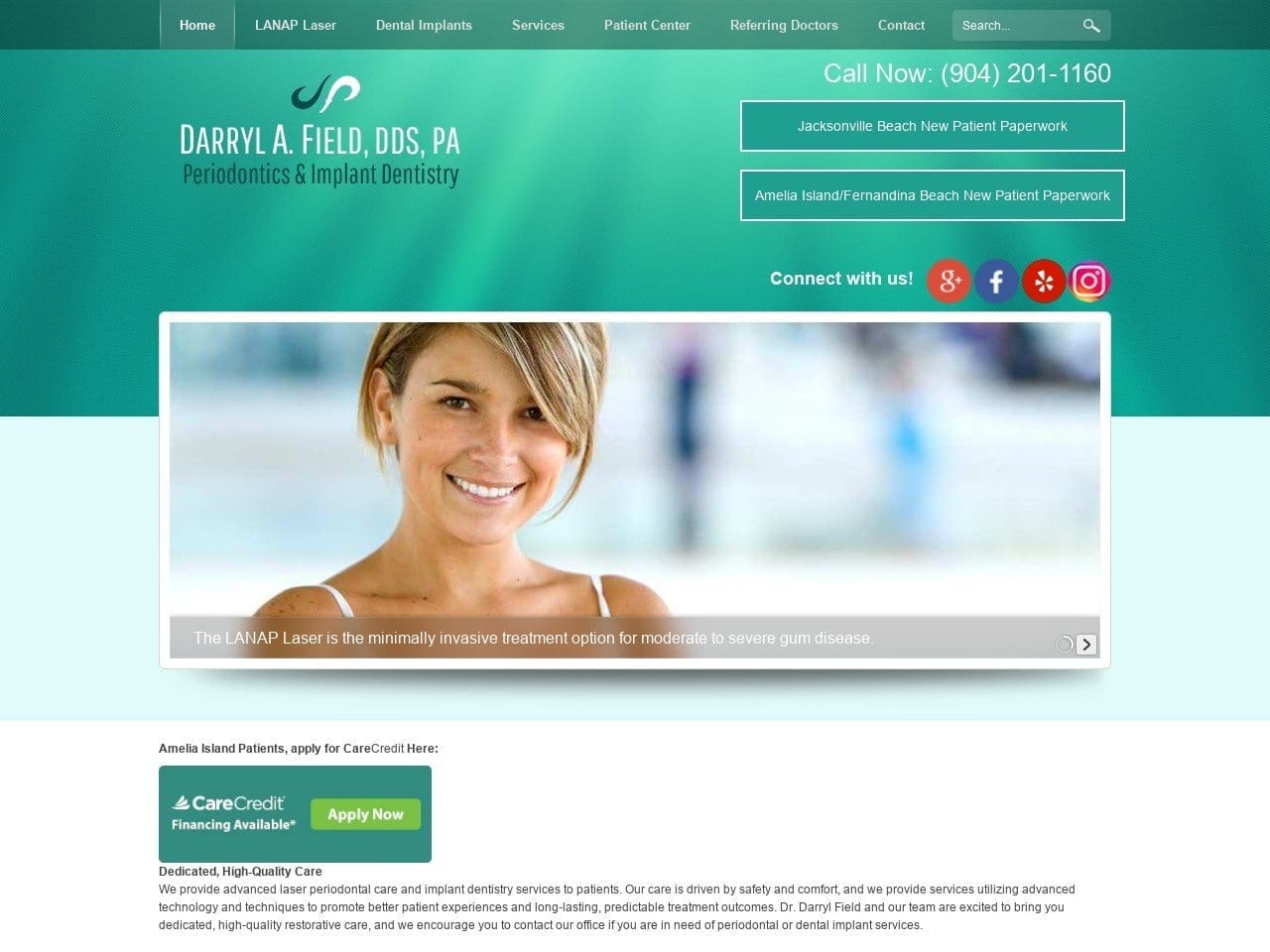 Darryl A. Field DDS Website Screenshot from jaxdentalhealth.com