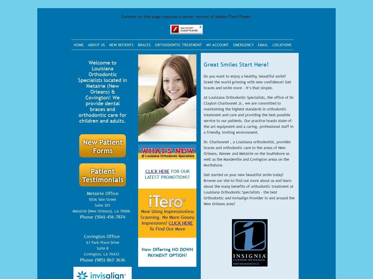 Louisiana Orthodontic Specialists Website Screenshot from la4braces.com