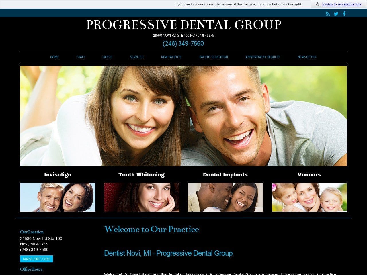 Novi Dental Care PC Website Screenshot from progressivedental.net