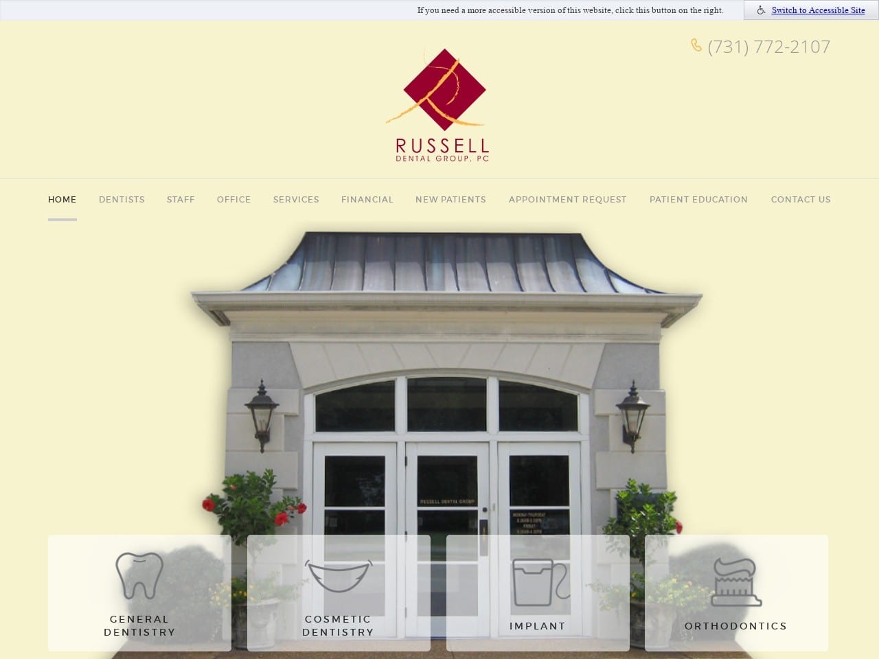 Russell Dental Group PC Website Screenshot from russelldentalgroup.com