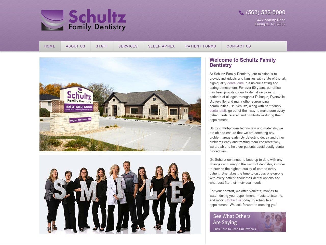 Schultz Family Dentist Website Screenshot from schultzfamilydentistry.com