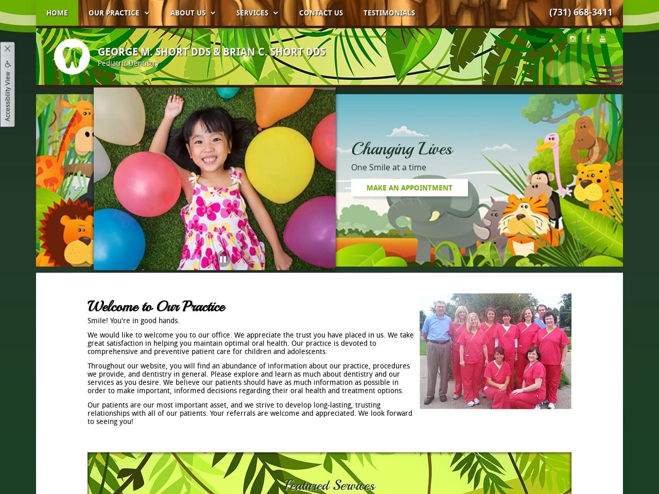Short Dentist Website Screenshot from shortpediatricdentistry.com