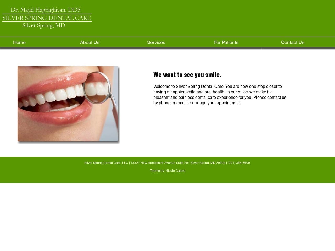 Silver Spring Dental Care Website Screenshot from silverspringdentalcare.com