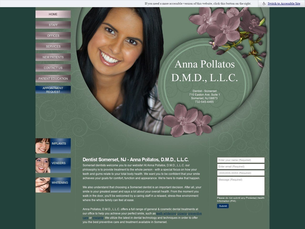 Pollatos Anna DMD Website Screenshot from somersetdentists.com
