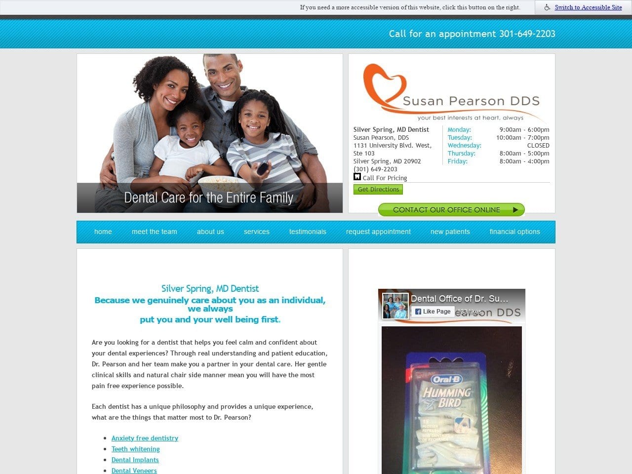 Pearson Susan DDS Website Screenshot from susanpearsondds.com