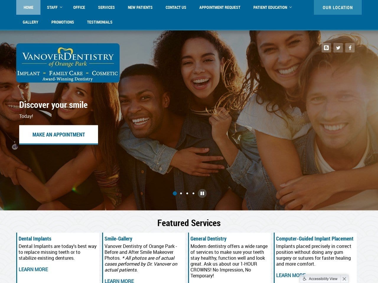 Vanover Dentist Website Screenshot from vanoverdentistry.com