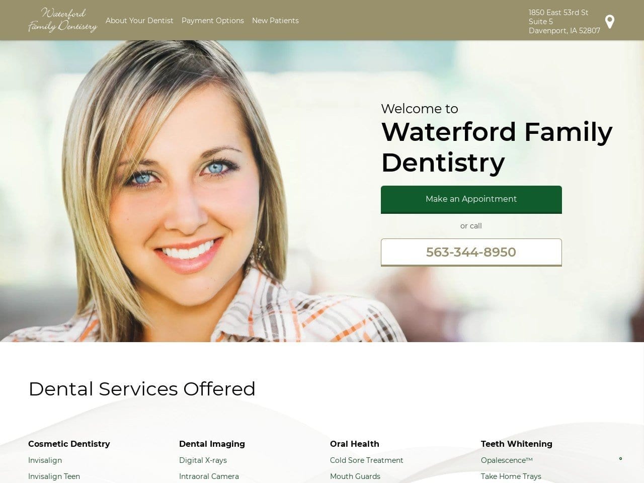 Waterford Family Dental Website Screenshot from waterfordfamilydental.com