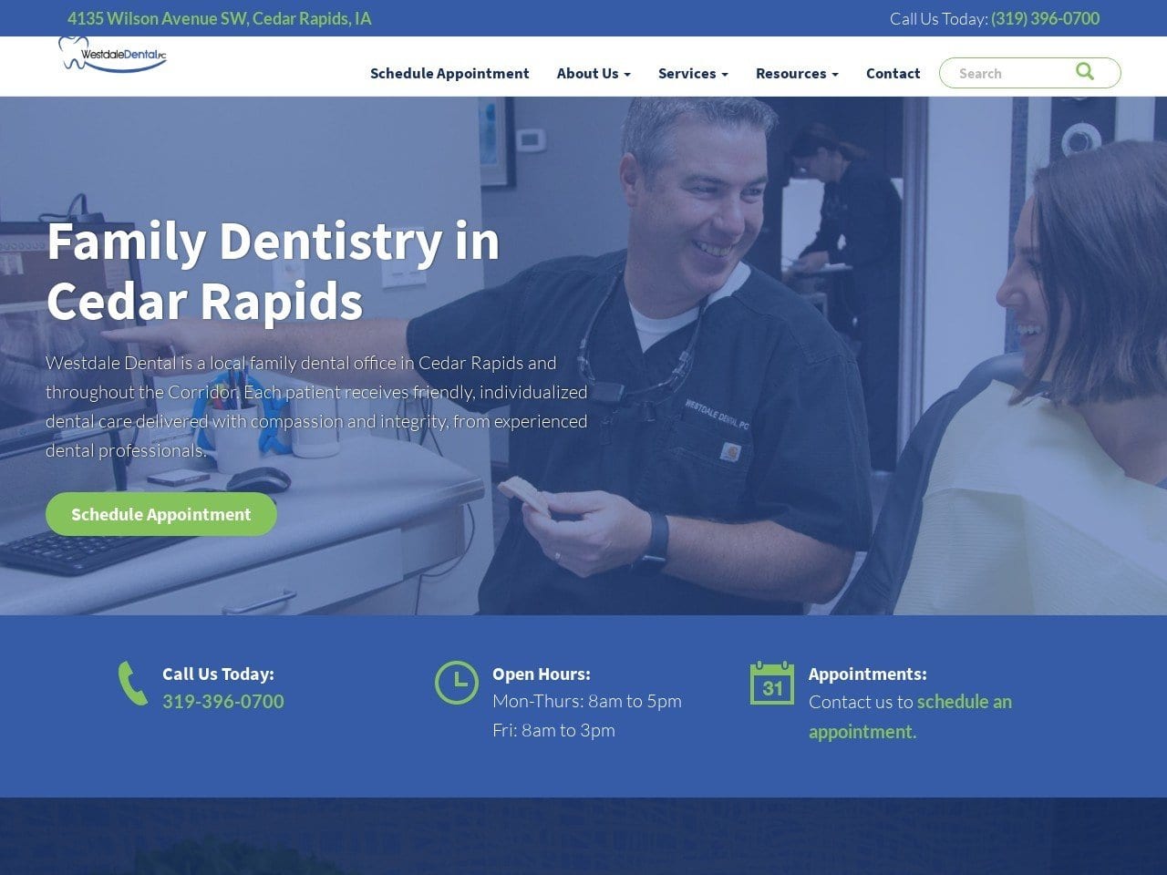 Westdale Dental Office Website Screenshot from westdaledentalcr.com