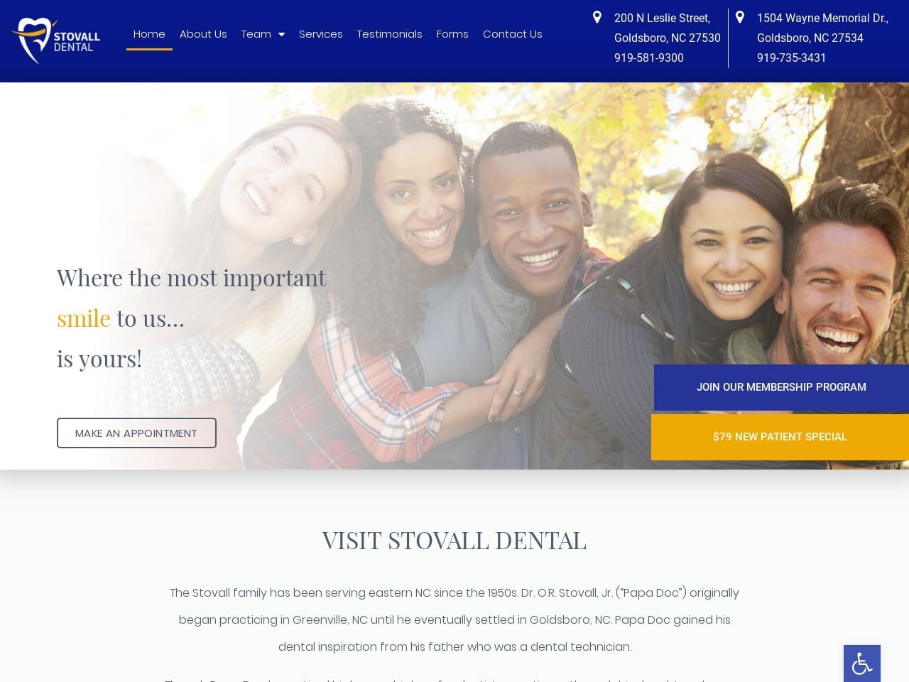 Stovalldentist.com Screenshot