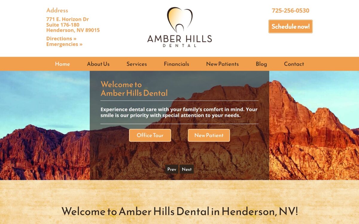 Amberhillsdental. Com screenshot
